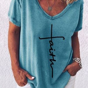 Blue Faith V-neck tee